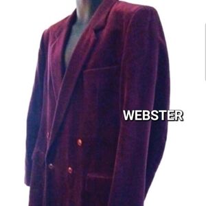 WEBSTER CIRCOLO MODA Vintage Cherry Wine Velvet Double-Breasted Blazer, 42L